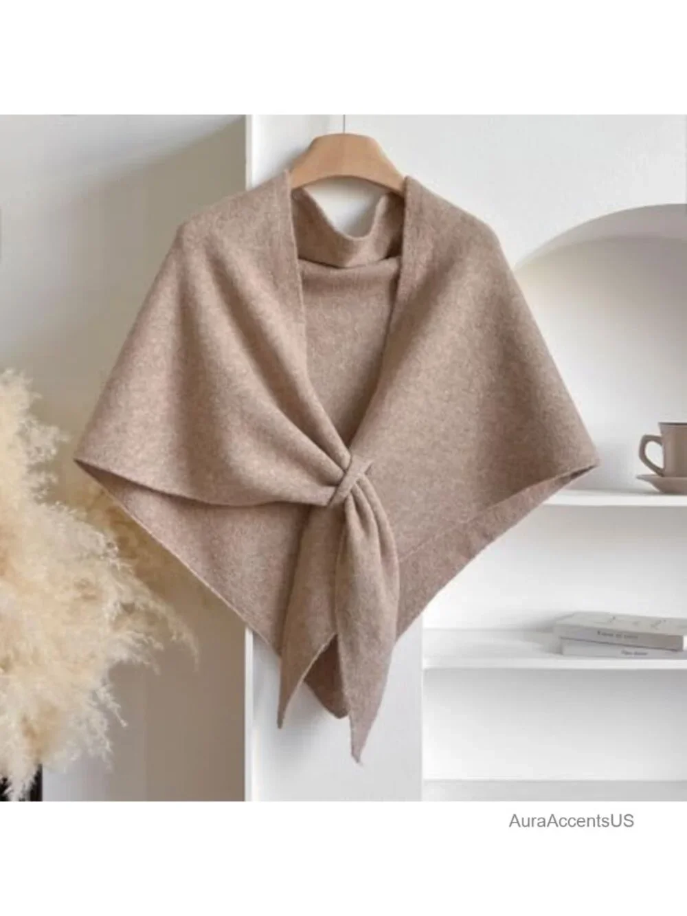 Women Knit Triangle Shawl Wrap Tie Up Pashmina Scarf Sweater Fall Winter